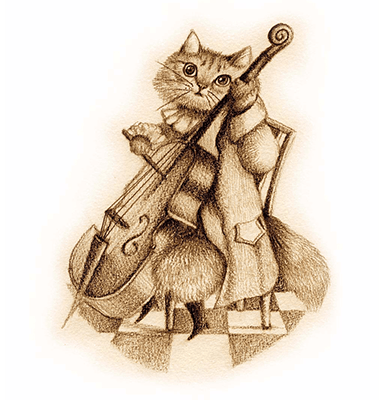 チェロ奏者猫